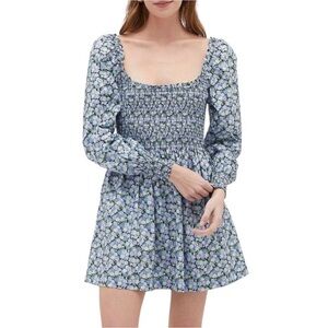 Hill House The Norah Nap Dress in Blue Multi Pansy